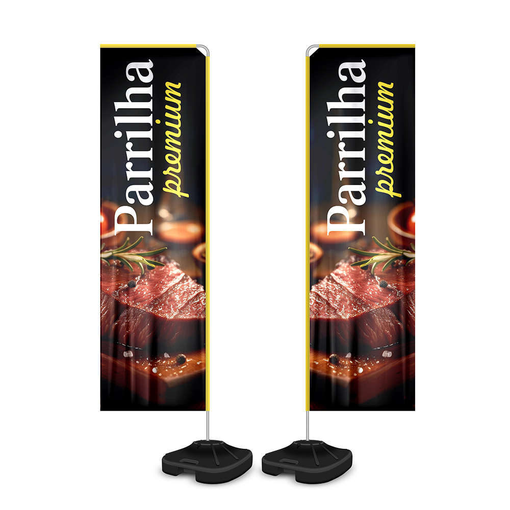 Wind Banner Kit Completo Tecido Oxford Modelo Retangular Haste De Aluminio (Altura Montado: 2,80 Metros G)