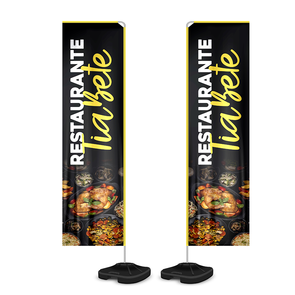 Wind Banner Kit Completo Tecido Oxford Modelo Retangular Haste De Aluminio (Altura Montado: 3,30 Metros GG)