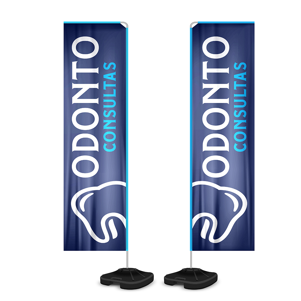 Wind Banner Kit Completo Tecido Oxford Modelo Retangular Haste De Aluminio (Altura Montado: 3,30 Metros GG)