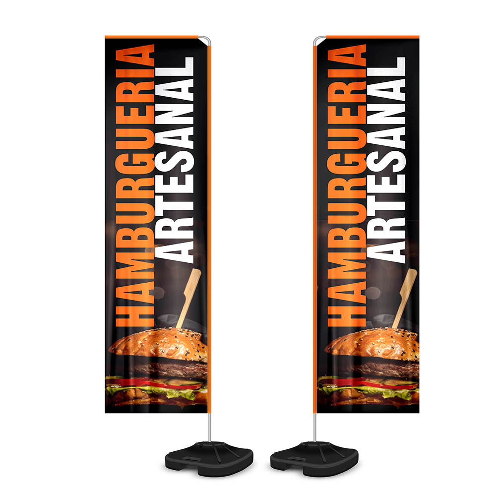 Wind Banner Kit Completo Tecido Oxford Modelo Retangular Haste De Aluminio (Altura Montado: 3,30 Metros GG)