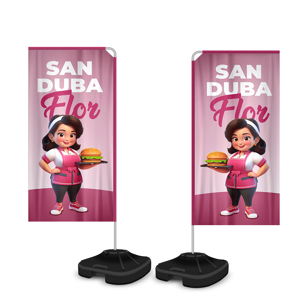 Wind Banner Kit Completo Tecido Oxford Modelo Retangular Haste De Aluminio (Altura Montado: 1,80 Metros P)