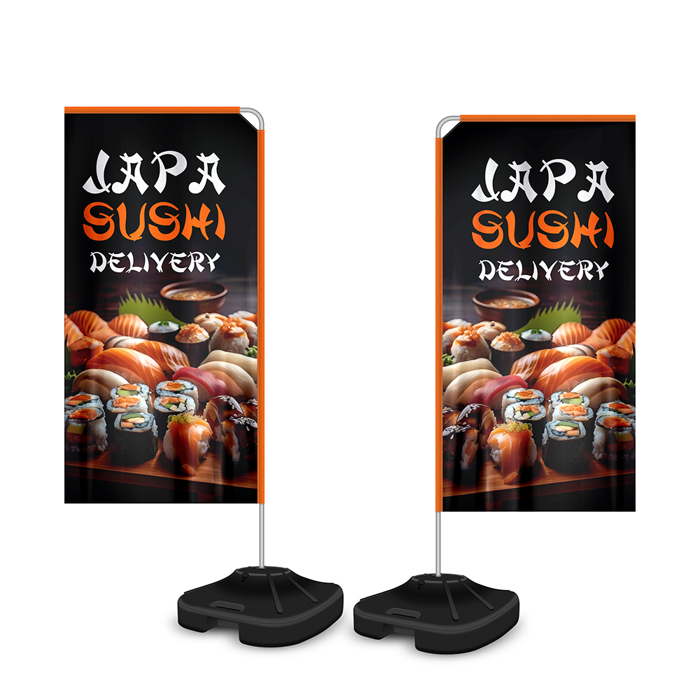 Wind Banner Kit Completo Tecido Oxford Modelo Retangular Haste De Aluminio (Altura Montado: 1,80 Metros P)