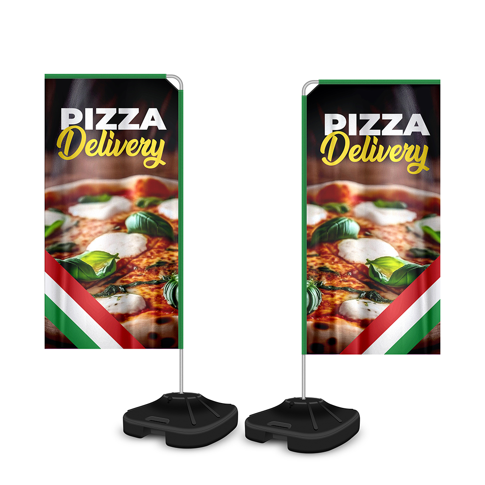 Wind Banner Kit Completo Tecido Oxford Modelo Retangular Haste De Aluminio (Altura Montado: 1,80 Metros P)