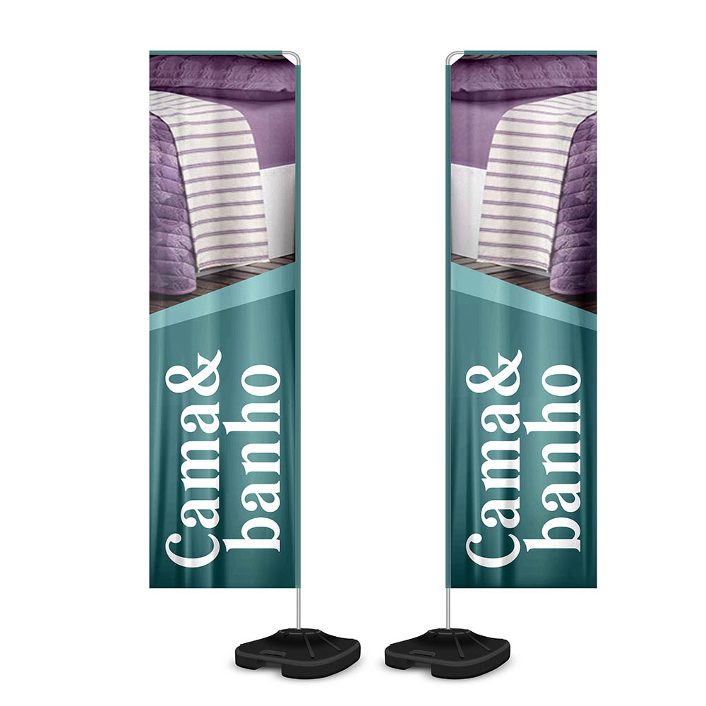 Wind Banner Kit Completo Tecido Oxford Modelo Retangular Haste De Aluminio (Altura Montado: 3,30 Metros GG)