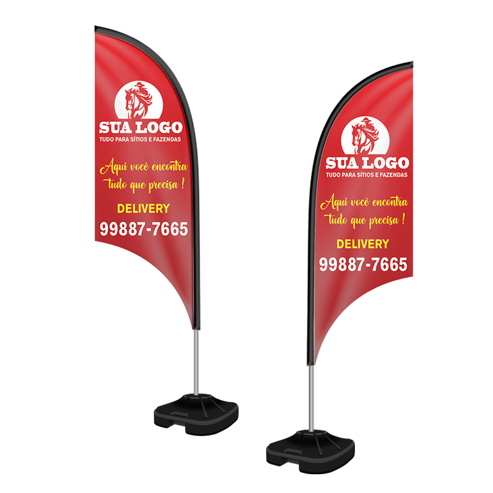 Wind Banner Kit Completo Tecido Oxford Modelo Vela Haste De Aluminio (Altura Montado: 2,50 Metros M)