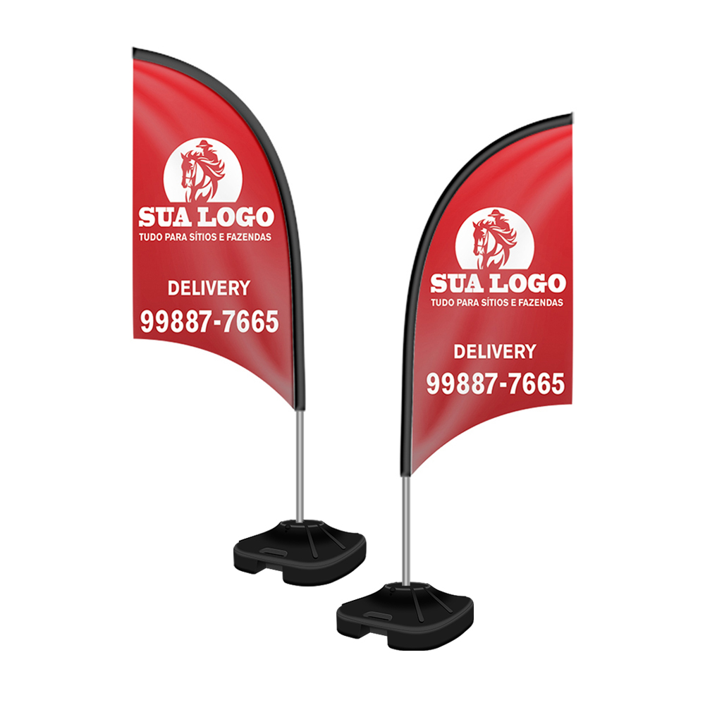 Wind Banner Kit Completo Tecido Oxford Modelo Vela Haste De Aluminio (Altura Montado: 1,90 Metros P)
