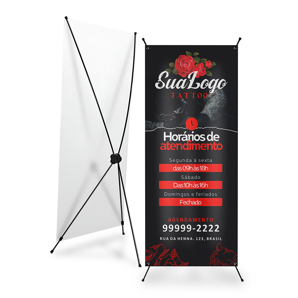 X Banner Ou Indoor Kit Completo Bandeira E Suporte X Lona Front Light