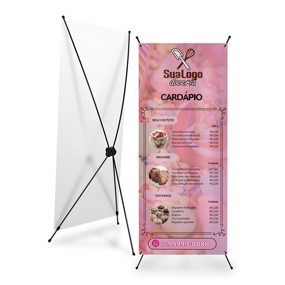 X Banner Ou Indoor Kit Completo Bandeira E Suporte X Tecido Oxford