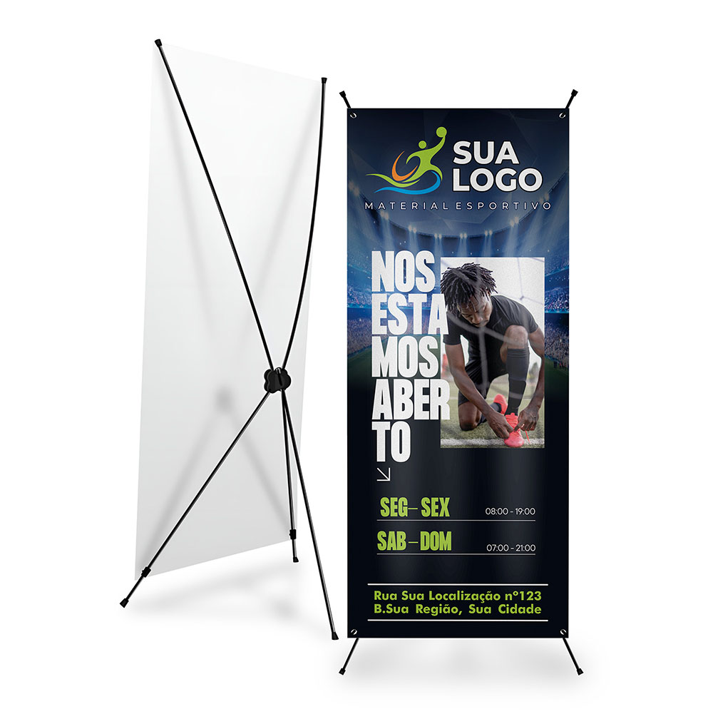 X Banner Ou Indoor Kit Completo Bandeira E Suporte X Tecido Oxford